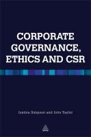 Corporate Governance, Ethics and Csr Taylor John R., Taylor John, Simpson Justine