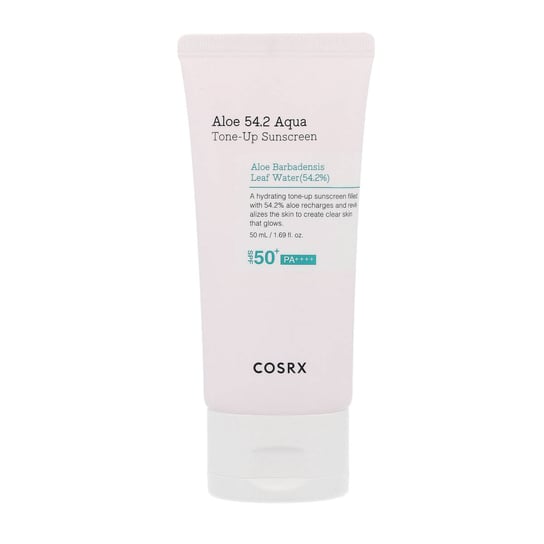 CosRx, Aloe 54.2 Aqua Tone-Up Sunscreen, Lekki Krem Tone-up Z Filtrem Przeciwsłonecznym SPF 50+/PA++++, 50ml CosRx