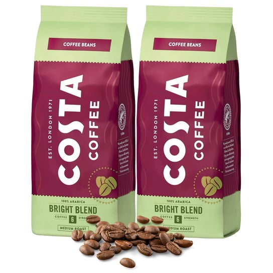 Costa Coffee Kawa Bright Blend Medium Ziarnista, Coffee Beans 2 kg Costa Coffee
