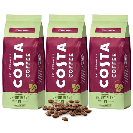 Costa Coffee Kawa Bright Blend Medium Ziarnista, Coffee Beans 3 kg Costa Coffee