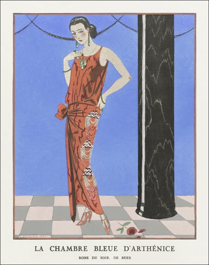 Costumes Parisiens: Grande robe du soir from Journal des Dames et des Modes, George Barbier - plakat 42x59,4 cm Galeria Plakatu