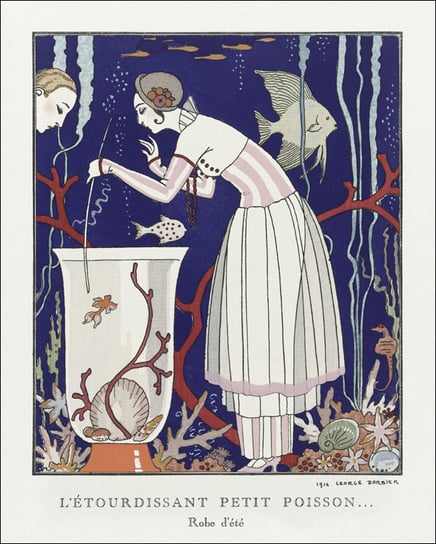 Costumes Parisiens, no.21: Robe de drap blanc from Journal des Dames et des Modes, George Barbier - plakat 40x50 cm Galeria Plakatu