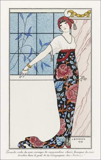 Costumes Parisiens: Robe de linon imprimé from Journal des Dames et des Modes, George Barbier - plakat 20x30 cm Galeria Plakatu