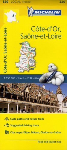 Cote d'Or, Saona, Loara.Mapa 1:150 000 Michelin Travel Publications