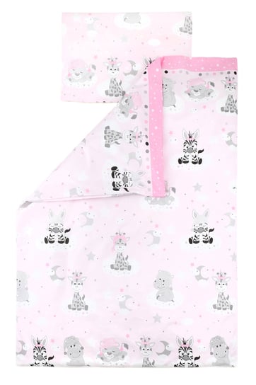 Cottolare, Pościel niemowlęca, 2-elementowa, Czapeczki, Różowy, 100x135 cm Cottolare