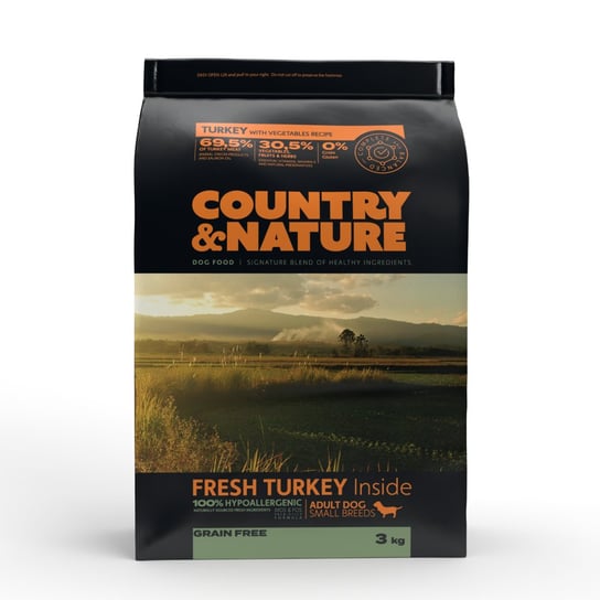 Country&Nature Turkey With Vegetables Recipe. Adult Dog Small Breeds Karma Dla Psów Ras Małych - Indyk Z Warzywami 3Kg DR PETCARE