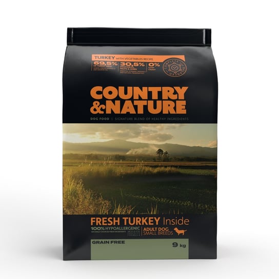 Country&Nature Turkey With Vegetables Recipe. Adult Dog Small Breeds Karma Dla Psów Ras Małych - Indyk Z Warzywami 9Kg COUNTRY&NATURE