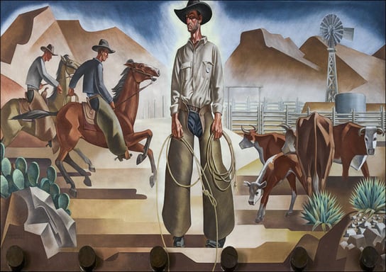 Cowboy mural at Fair Parkin Dallas, Texas, Carol Highsmith - plakat 100x70 cm Galeria Plakatu