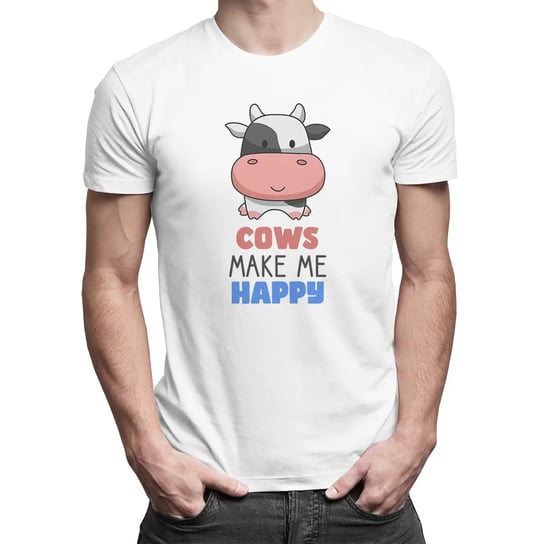Cows make me happy - męska koszulka na prezent dla hodowcy krów Koszulkowy