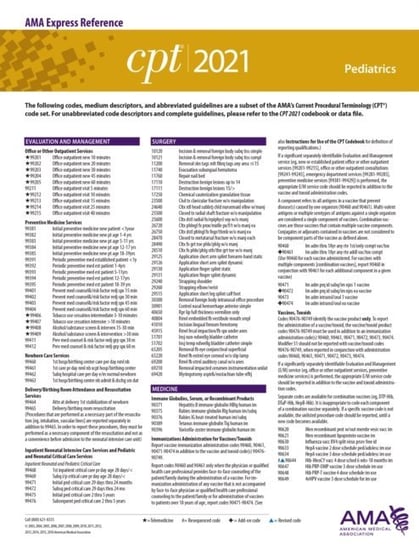 CPT 2021 Express Reference Coding Card: Pediatrics [DRM] - ebook PDF Opracowanie zbiorowe