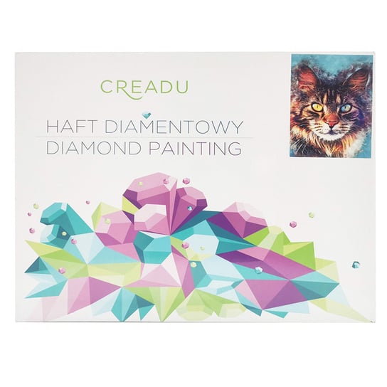 CR Zestaw DIY mozaika diamentowa kot z różnymi kolorami oczu, 40x50 cm Creadu