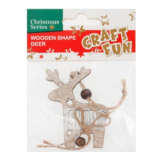 Craft With Fun, Ozdoba dekoracyjna drewniana, bożonarodzeniowa, Renifer  zawieszka, 438596 Craft With Fun