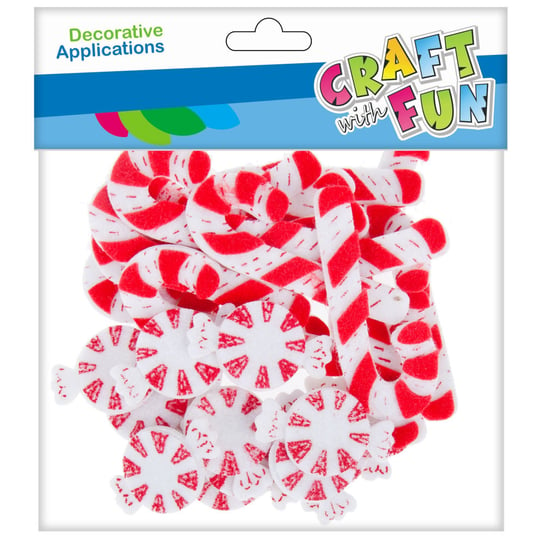 Craft With Fun, Ozdoba dekoracyjna filcowa, samoprzylepna, Boże Narodzenie Lizaki, 463708 Craft With Fun