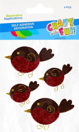 Craft With Fun, Ozdoba dekoracyjna filcowa, samoprzylepna, Boże Narodzenie Ptaszki, 480418 Craft With Fun