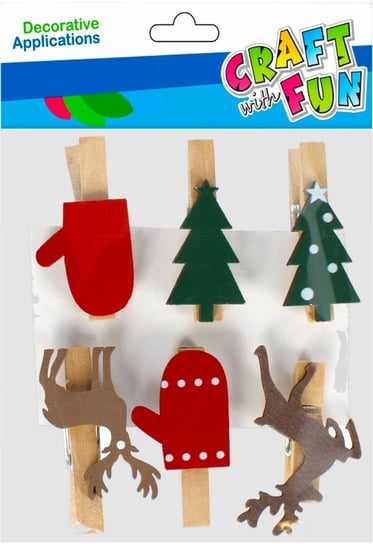 Craft With Fun, Ozdoba dekoracyjna klamerki Mix, Boże Narodzenie, 501911 Craft With Fun