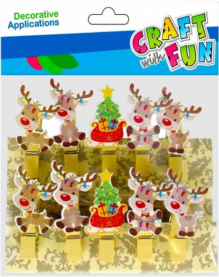 Craft With Fun, Ozdoba dekoracyjna klamerki, Renifer Boże Narodzenie, 501907 Craft With Fun