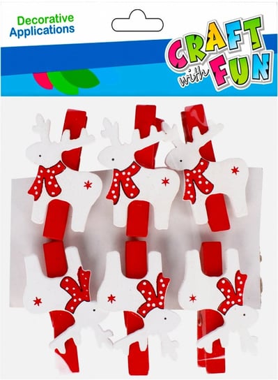 Craft With Fun, Ozdoba dekoracyjna klamerki, Renifer Boże Narodzenie, 501915 Craft With Fun