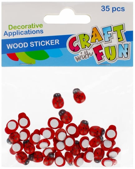 Craft With Fun, Ozdoba dekoracyjna samoprzylepna drewniana, Biedronka 13 Mm Craft With Fun 501440 Craft With Fun
