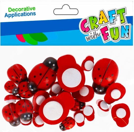 Craft With Fun, Ozdoba dekoracyjna samoprzylepna drewniana, Biedronka Mix, 501442 Craft With Fun