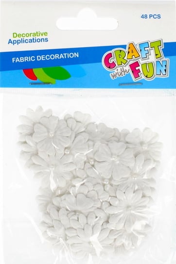 Craft With Fun, Ozdoba dekoracyjna samoprzylepna Materiałowa Kwiatki Białe, 480817 Craft With Fun