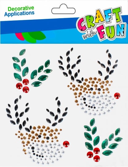 Craft With Fun, Ozdoba dekoracyjna, samoprzylepne, Boże Narodzenie, Kryształki, Renifer, 501889 Craft With Fun