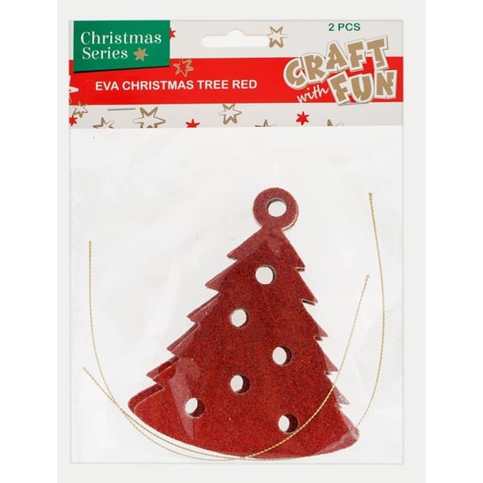 Craft With Fun, Ozdoby dekoracyjne piankowe bożonarodzeniowa, Eva, Choinka Czerwona, zawieszka, 438610 Craft With Fun