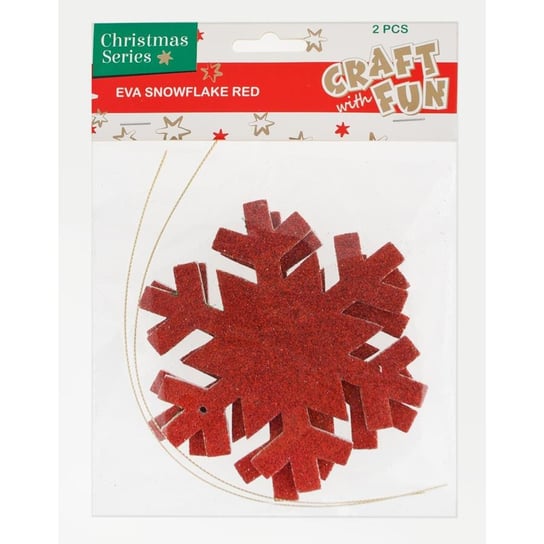 Craft With Fun, Ozdoby dekoracyjne piankowe bożonarodzeniowa, Eva, Płatek Śniegu, Czerwony, zawieszka, 438599 Craft With Fun
