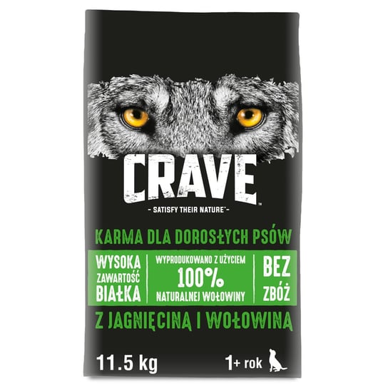 CRAVE - sucha karma 11,5kg z jagnięciną i wołowiną (pełnoporcjowa karma bezzbożowa dla dorosłych psów) CRAVE