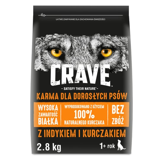 CRAVE - sucha karma 2,8kg z indykiem i kurczakiem (pełnoporcjowa karma bezzbożowa dla dorosłych psów) CRAVE