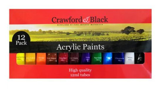 Crawford & Black - Zestaw 12 wysokiej jakości farb akrylowych Crawford & Black