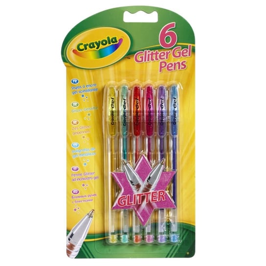Crayola, długopisy żelowe z brokatem zmywalne, 6 kolorów Crayola
