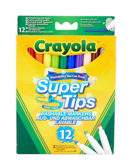 Crayola, Flamastry zmywalne Supertips, 12 kolorów Crayola