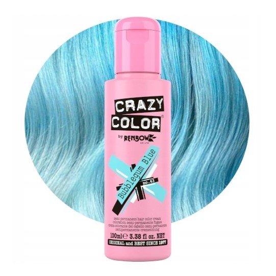 CRAZY COLOR Krem do koloryzacji włosów No. 63 - Bubblegum Blue - 100ml Crazy Color