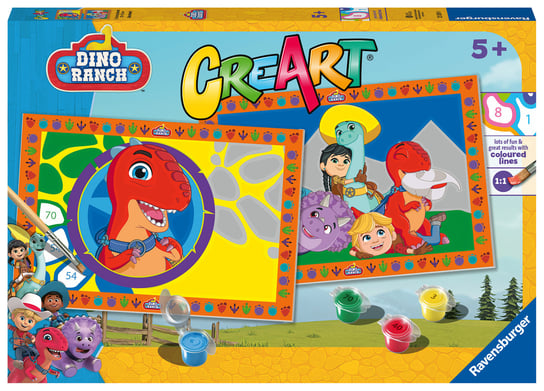CreArt dla dzieci Junior, Malowanie po numerach, Dino Ranch, 2 szt. CreArt