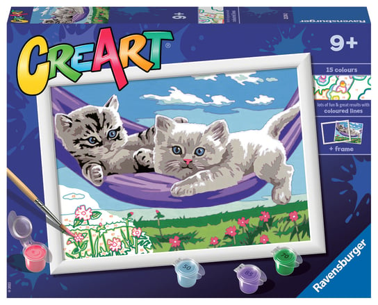 CreArt dla dzieci Malowanie po numerach Kocięta w hamaku CreArt