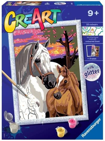 CreArt dla dzieci Malowanie po numerach Konie i zachód słońca CreArt