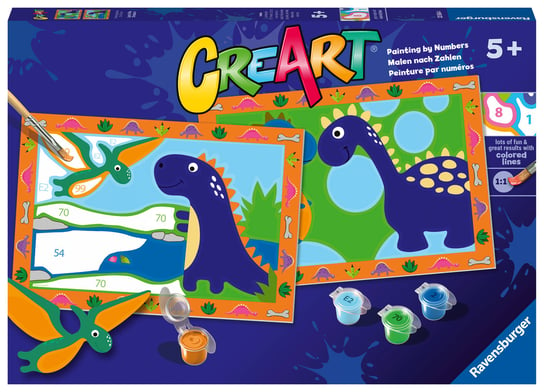 CreArt dla dzieci, Malowanie po numerach, Kraina dinozaurów, 2 szt. CreArt