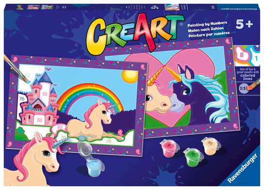 CreArt dla dzieci, Malowanie po numerach, Magiczne Jednorożce, 2 szt. CreArt