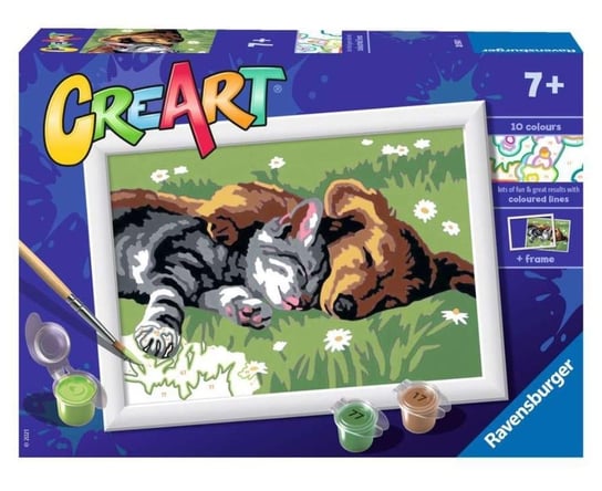 CreArt dla dzieci Malowanie po numerach Śpiący kotek z pieskiem CreArt