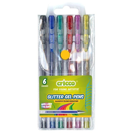 Cricco, Długopisy Żelowe Brokatowe 6 Kolorów Cricco