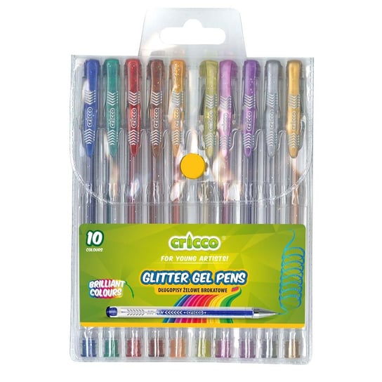 Cricco, Długopisy Żelowe Broktatowe 10 Kolorów Cricco