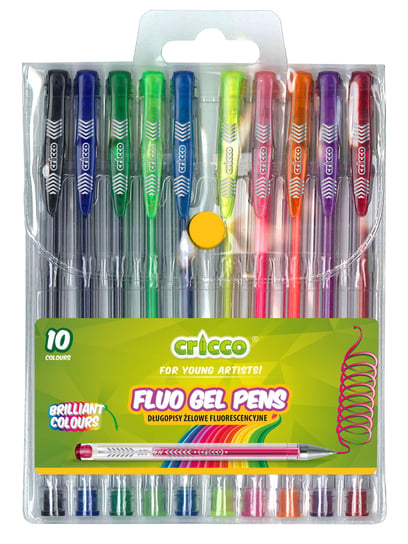 Cricco, Długopisy Żelowe Fluorescencyjne 10 Kolorów Cricco