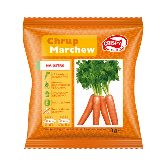 Crispy natural chipsy z marchwi na ostro 18g Vivio
