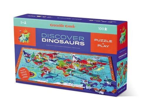 Crocodile Creek, puzzle, odkrywcy z książeczką i figurkami Dinozaury, 100 el. Crocodile Creek