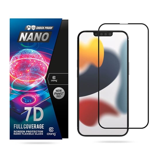 Crong 7D Nano Flexible Glass - Niepękające szkło hybrydowe 9H na cały ekran iPhone 13 / iPhone 13 Pro Crong