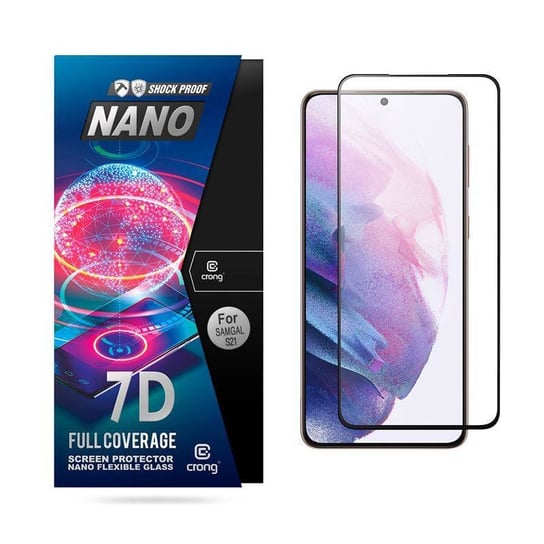 Crong 7D Nano Flexible Glass – Niepękające szkło hybrydowe 9H na cały ekran Samsung Galaxy S21 Crong