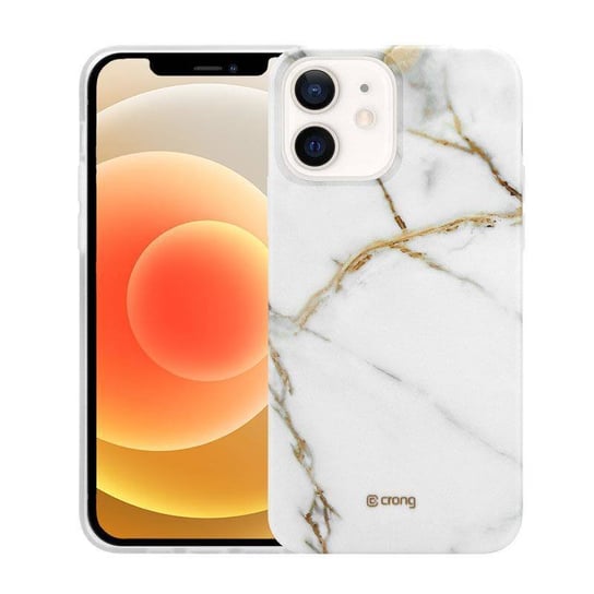 Crong Marble Case - Etui iPhone 12 Mini (biały) Crong