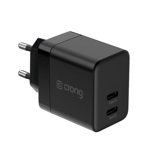 Crong Ultra Compact GaN - Ładowarka sieciowa 2x USB-C 35W PD 3.0 z PPS (czarny) Crong