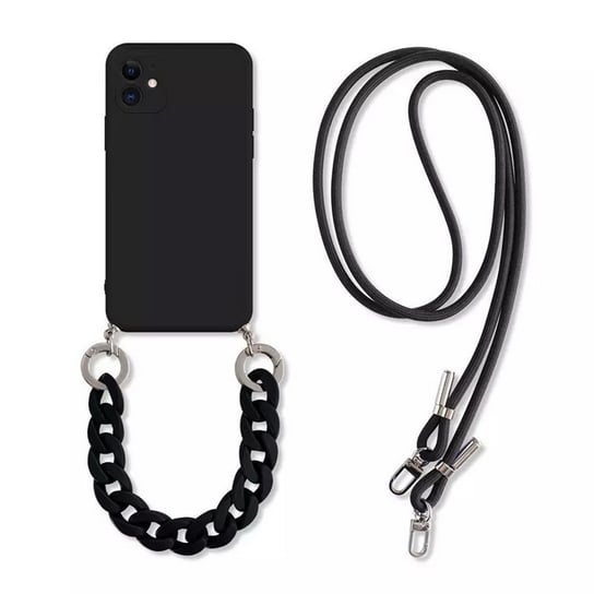 Crossbody Chain 2w1 etui z paskiem na szyję i łańcuchem do iPhone 11 Pro Max (Black) D-pro