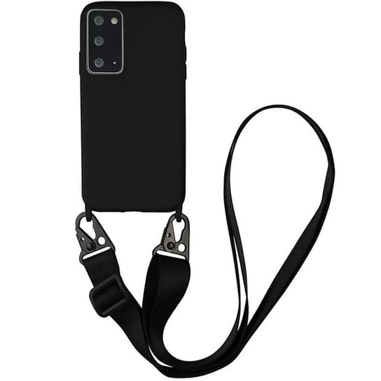 Crossbody Silicone Case XL Strap etui z paskiem na ramię do Samsung Galaxy S22 Ultra (Black) D-pro